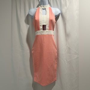 Woman’s XS Another Story pink and white zipper back dress